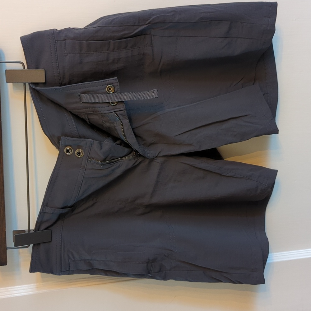 Prana drawstring hiking shorts size 12 navy grey